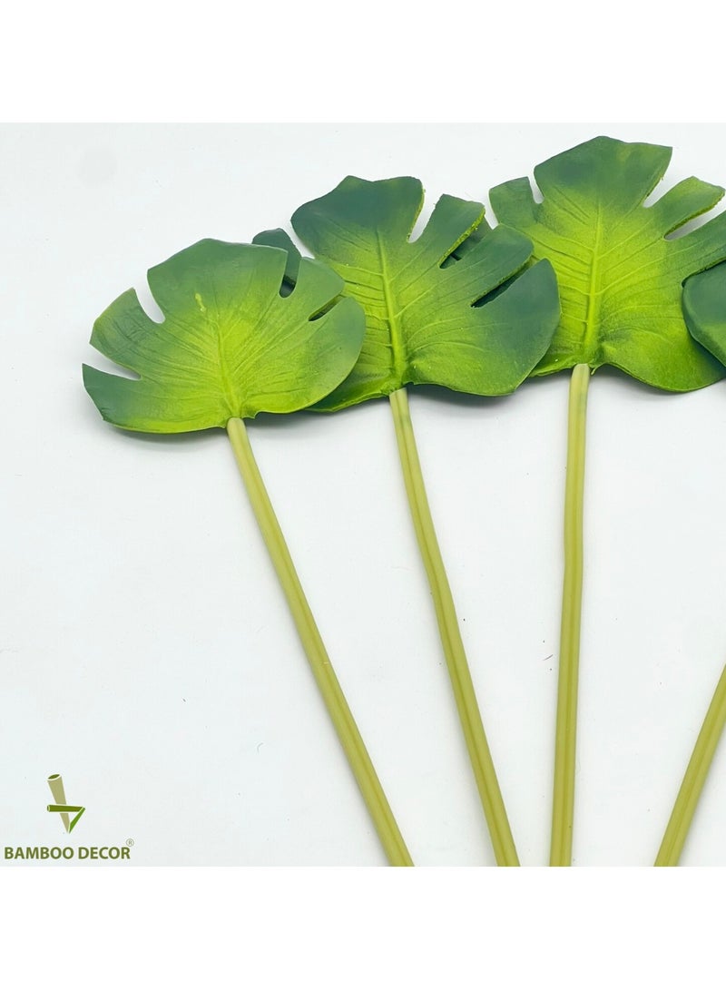 Bamboo Decor |  Artificial Tropical Palm Leaves Set Of 5 Pieces length 39 to 43 Cm - Faux Plants- Flora Vase Filler For Home Decor- Wedding -Events-Craft Projects d - Image 3