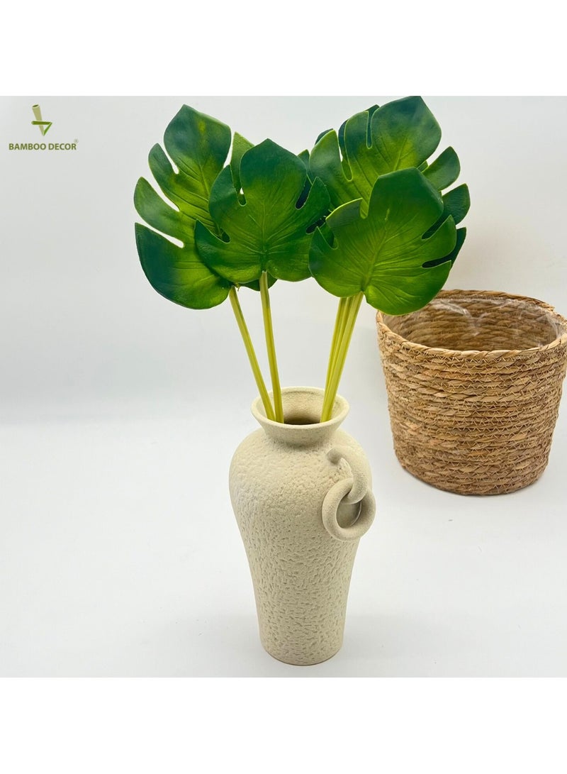 Bamboo Decor |  Artificial Tropical Palm Leaves Set Of 5 Pieces length 39 to 43 Cm - Faux Plants- Flora Vase Filler For Home Decor- Wedding -Events-Craft Projects d - Image 4