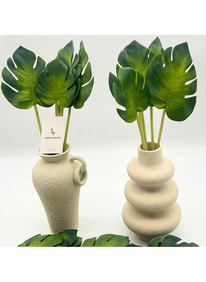 Bamboo Decor |  Artificial Tropical Palm Leaves Set Of 5 Pieces length 39 to 43 Cm - Faux Plants- Flora Vase Filler For Home Decor- Wedding -Events-Craft Projects d - Image 5