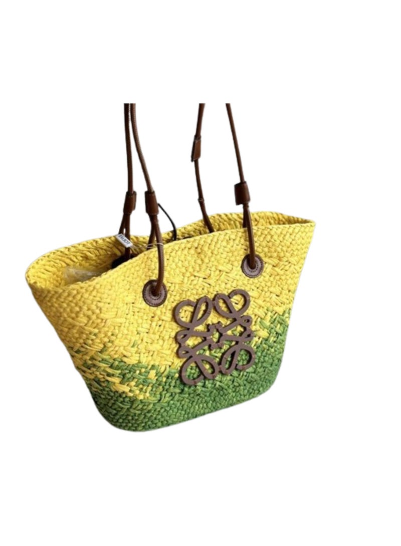 Women's Natural Straw Shoulder Bag Beach Bag Large Capacity Tote Bag 