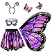 Jackcell Butterfly Wings Costumes for Girls Double Sided Butterfly Cape Halloween Costume with Fairy Skirt for kids Fairy Wings Dress Up Cosplay Party Festival Set Purple - Image 2