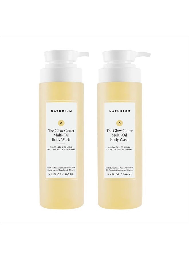 NATURIUM The Glow Getter Multi-Oil Hydrating Body Wash, Gentle Cleanser, 16.9 oz Duo 2-Pack  - Image 1