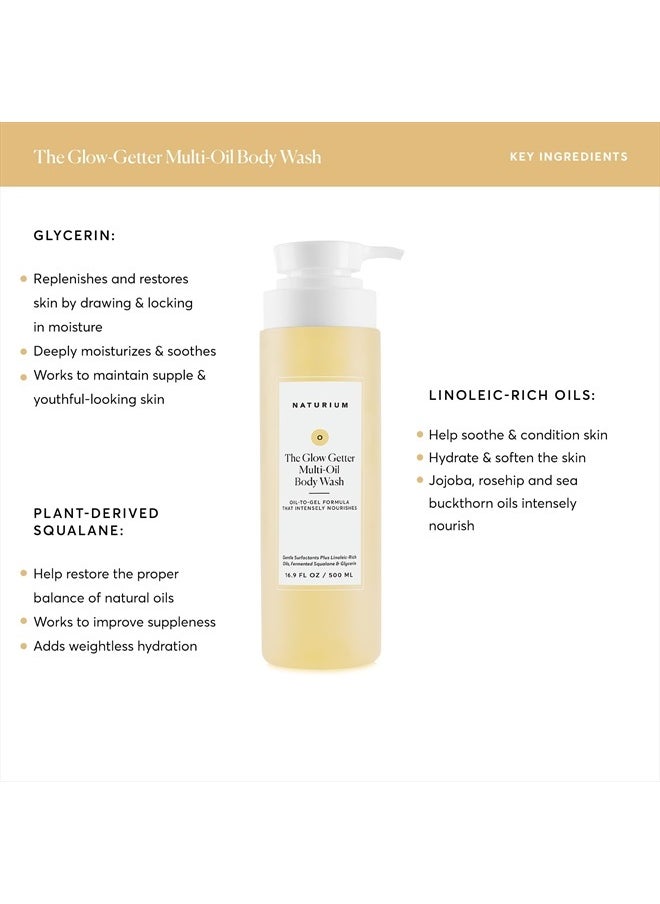 NATURIUM The Glow Getter Multi-Oil Hydrating Body Wash, Gentle Cleanser, 16.9 oz Duo 2-Pack  - Image 3