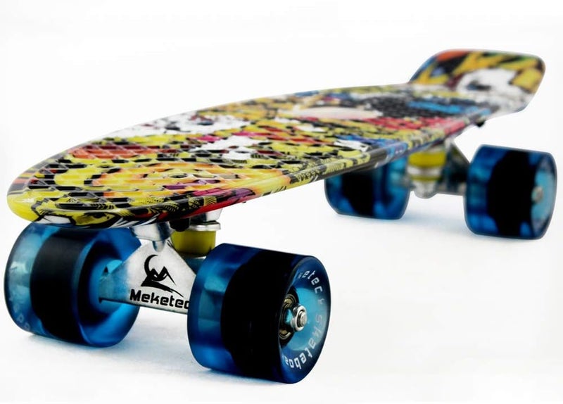Meketec Skateboards Complete 22 Inch Mini Cruiser Retro Skateboard for Kids Boys Youths Beginners - Image 1