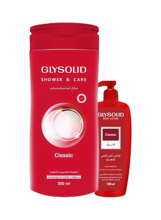 GLYSOLID Shower & Care Classic 300ml + Body lotion classic Red 500ml - Image 1