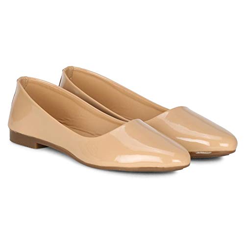 Denill Women's Pointed Ballet Flats UK-8 Beige - Image 5