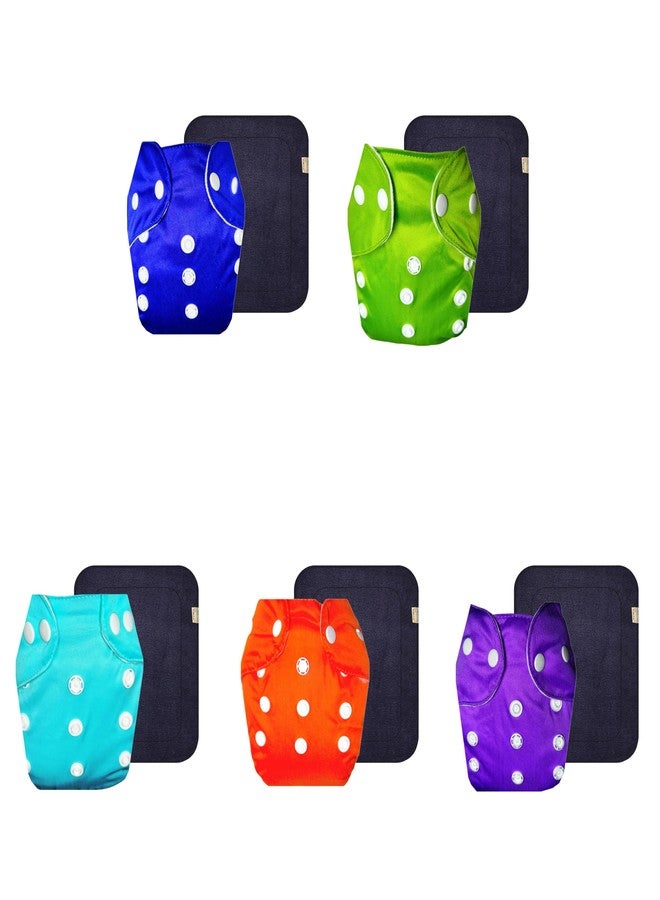 Dumbledo Lite Cloth Diaper with Black Insert (Pack of 5) | Hypoallergenic | Reusable & Washable | Adjustable Snaps | Ideal for Toddlers | 3 Months - 2 Years | Unisex Baby - Image 1