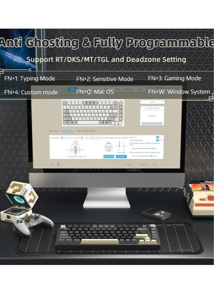 Attack Shark K85 Rapid Trigger 75% Wired Mechanical Gaming Keyboard Gasket with Hot Swapped Adjustable Actuation Magnetic Switch Programmable Knob TKL RGB Backlit PBT Keycaps for Win Mac Gamer  - Image 5