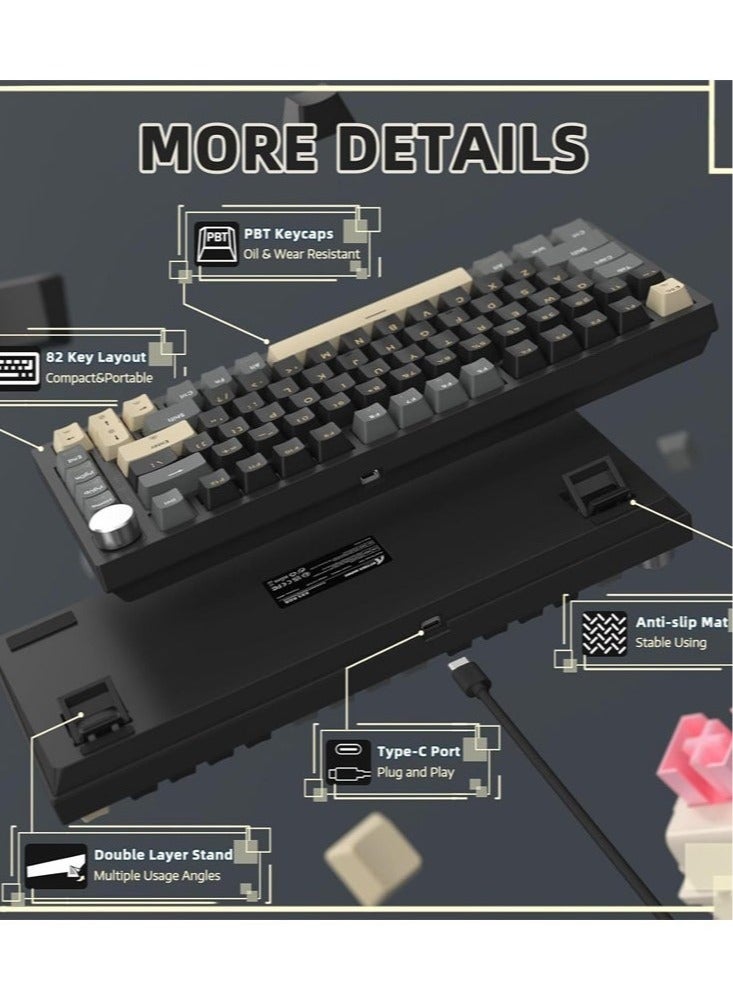 K85 Rapid Trigger 75% Wired Mechanical Gaming Keyboard Gasket with Hot Swapped Adjustable Actuation Magnetic Switch Programmable Knob TKL RGB Backlit PBT Keycaps for Win Mac Gamer