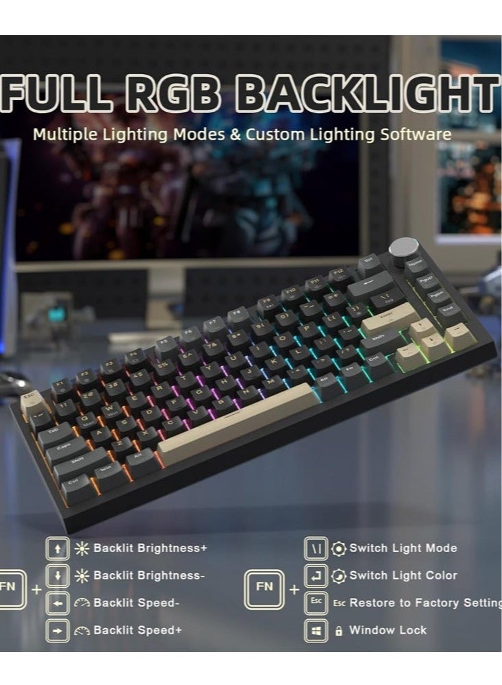 K85 Rapid Trigger 75% Wired Mechanical Gaming Keyboard Gasket with Hot Swapped Adjustable Actuation Magnetic Switch Programmable Knob TKL RGB Backlit PBT Keycaps for Win Mac Gamer