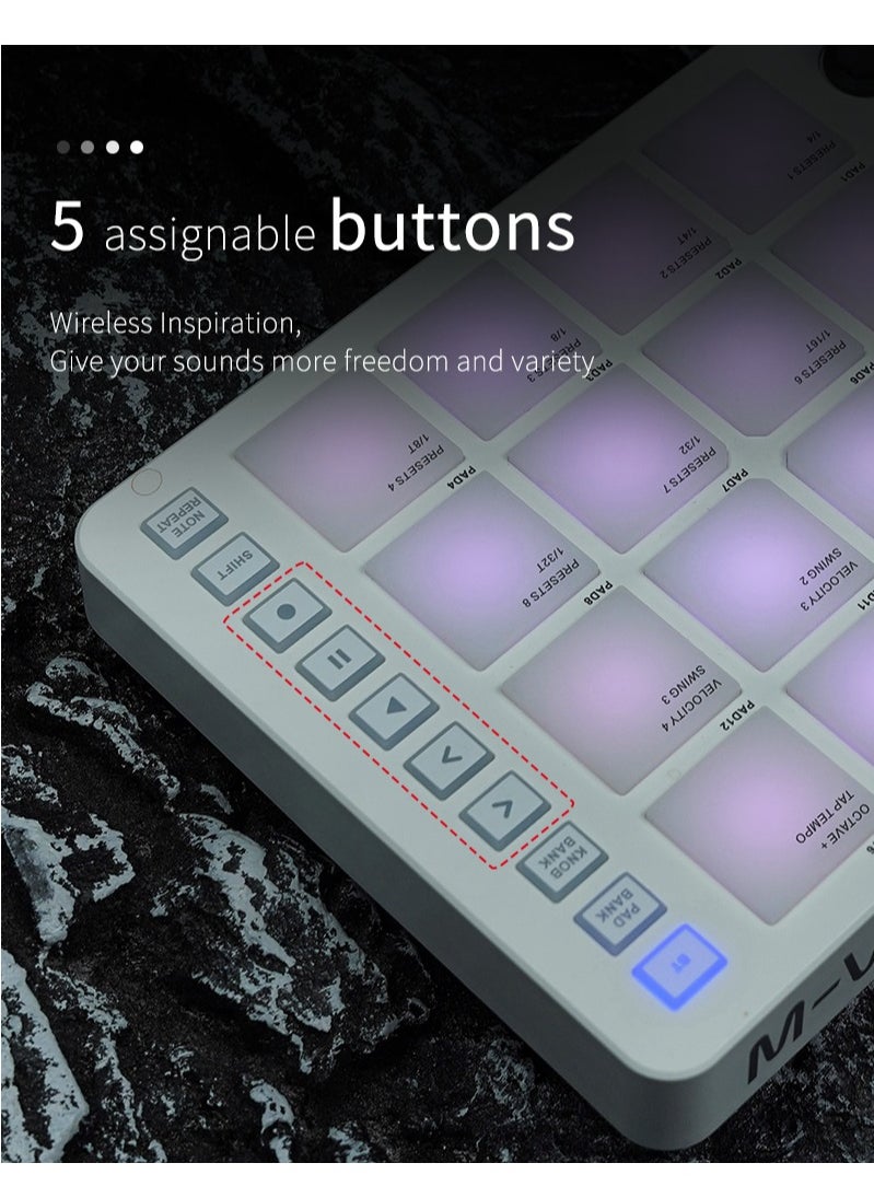 M-VAVE - SMC-PAD Launch Pad USB-C Interface, Portable Design, Small Wireless MIDI Controller, Suitable Percussion Keyboard - Image 1