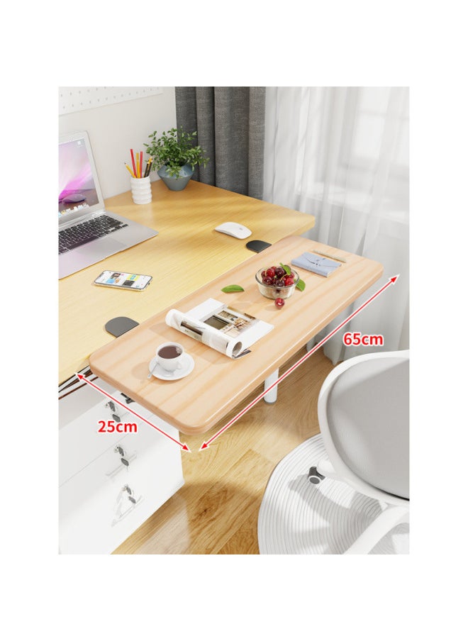 Hand-held Desktop Desktop Side Widened Computer Desk Dormitory Desk Board Extension Folding Board Keyboard Station Extension Bracket-Pattern:Black Bracket + Log 65*25*1.2  - Image 1