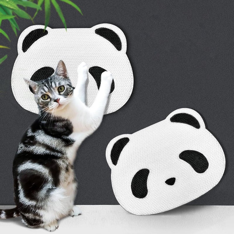 Panda Shape Wall Mounted Cat Scratching Board, Corrugated Paper Scratch Pad for Kittens, Space Saving Interactive Cat Scratcher with Adorable Design for Home Use - Image 2