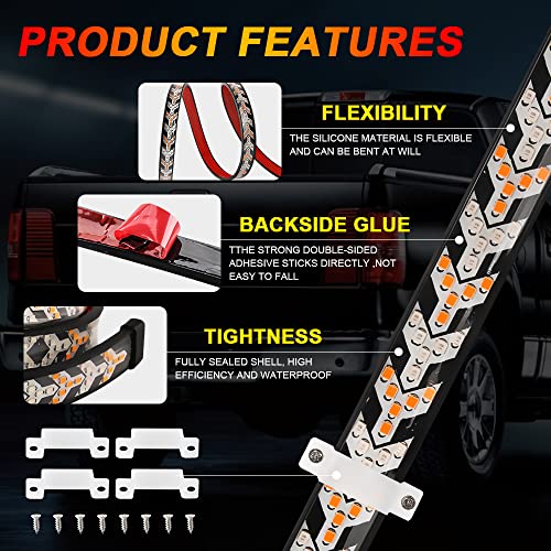 KaiDengZhe Arrow 60 Inch 528LED Truck Tailgate Light Bar Strip RED Brake Sequential Amber Turn Signal Lights Double Flashing Light Tail Light Bar for Pickup Trailer SUV RV Van-1PCS - Image 5