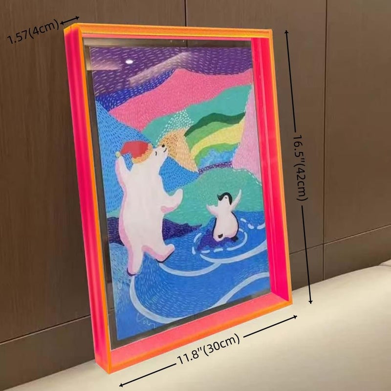HLYU 11x16 Acrylic Picture Frame, Floating Photo Frame for Wall Hanging and Desktop Decoration for Gallery, Home and Office (Fluorescent Pink) - Image 4