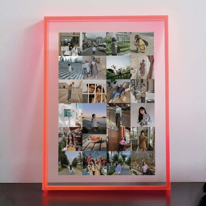 HLYU 11x16 Acrylic Picture Frame, Floating Photo Frame for Wall Hanging and Desktop Decoration for Gallery, Home and Office (Fluorescent Pink) - Image 1
