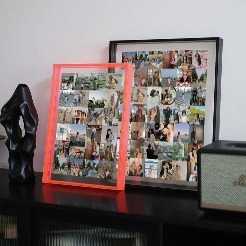 HLYU 11x16 Acrylic Picture Frame, Floating Photo Frame for Wall Hanging and Desktop Decoration for Gallery, Home and Office (Fluorescent Pink) - Image 2