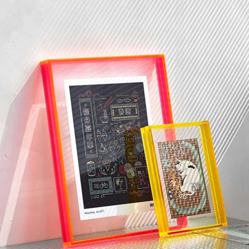 HLYU 11x16 Acrylic Picture Frame, Floating Photo Frame for Wall Hanging and Desktop Decoration for Gallery, Home and Office (Fluorescent Pink) - Image 3