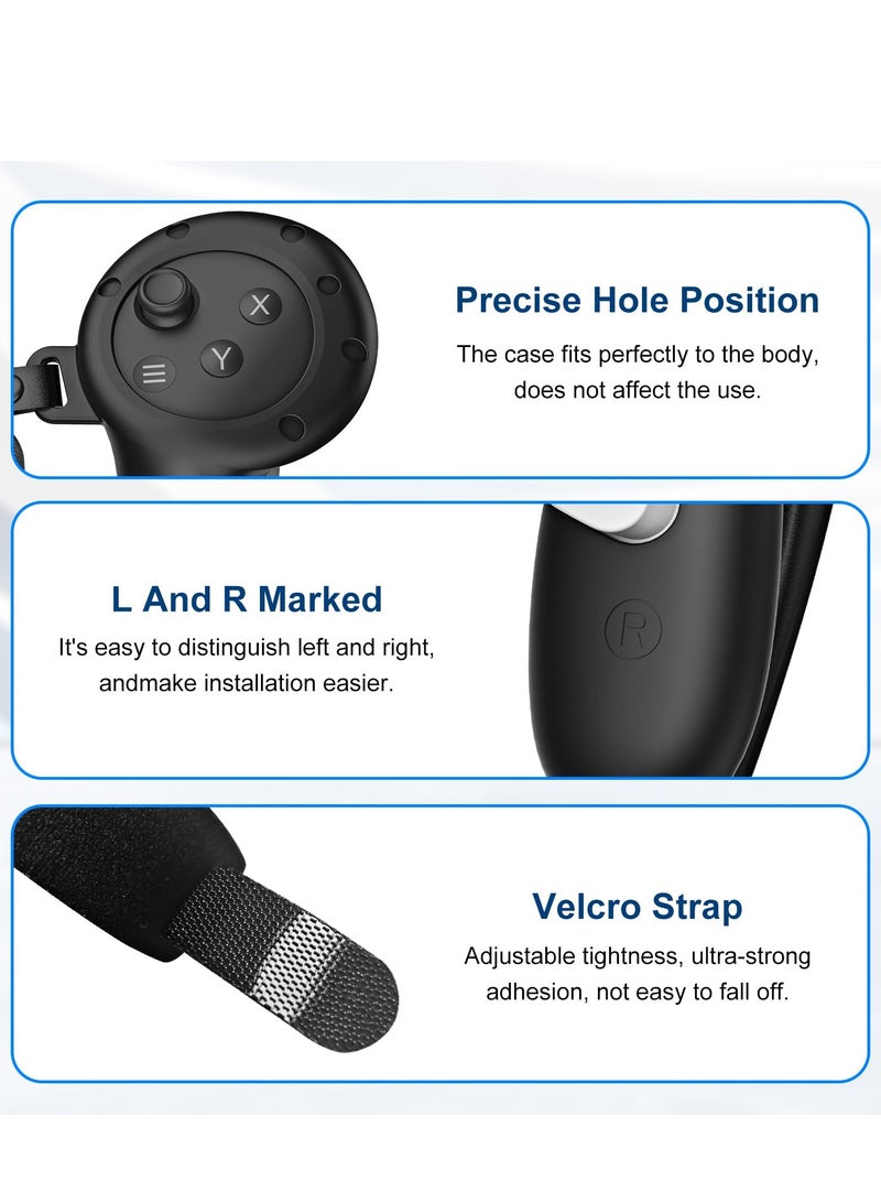 2PCs Upgraded Controller Grip Cover Anti-Fall Protective Handle Sleeve with Wrist Strap Compatible for Meta Quest3 Handles (Black) - Image 5