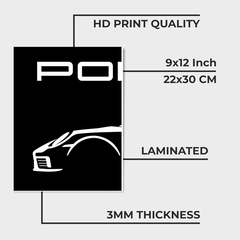 SR CREATIVE CRAFT SRCC Porsche Racing Car Wall Art, Pack of 3 Laminated Posters, Red Sports Car Design, 22x30 cm, HD Print Quality, 3mm Thick, for Living Room, Office, Bedroom (SR3-Porsche911-9x12) - Image 2