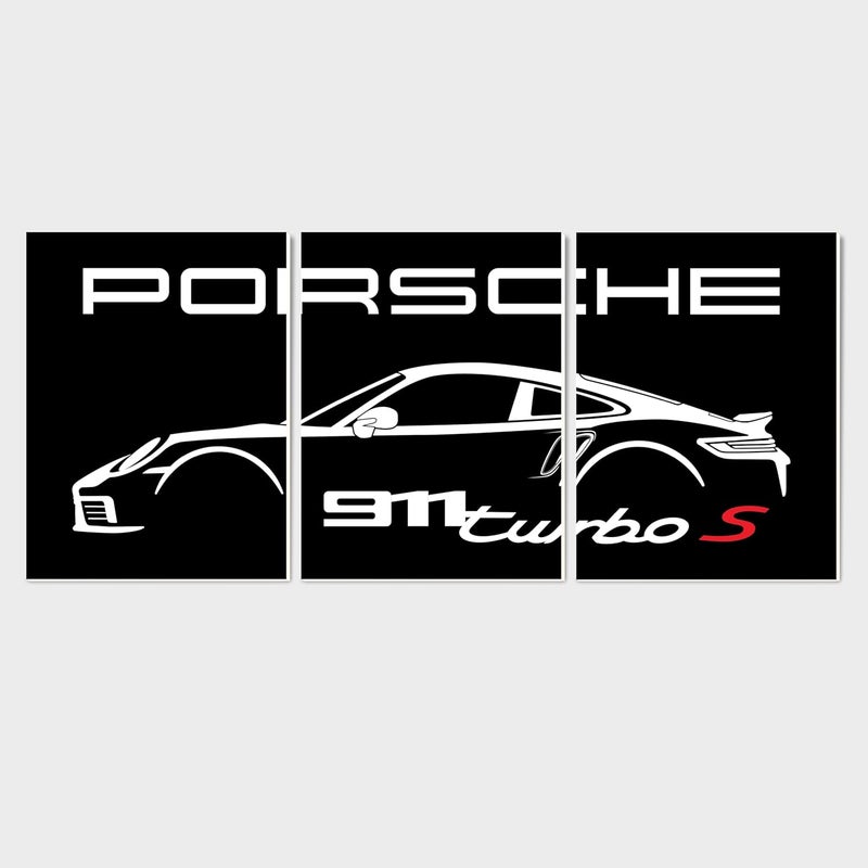 SR CREATIVE CRAFT SRCC Porsche Racing Car Wall Art, Pack of 3 Laminated Posters, Red Sports Car Design, 22x30 cm, HD Print Quality, 3mm Thick, for Living Room, Office, Bedroom (SR3-Porsche911-9x12) - Image 1