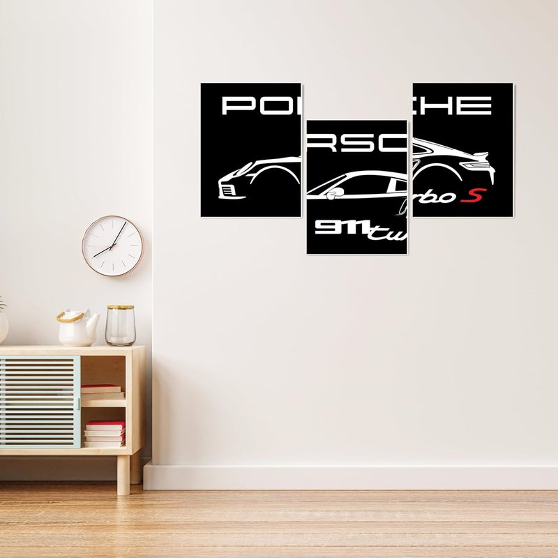 SR CREATIVE CRAFT SRCC Porsche Racing Car Wall Art, Pack of 3 Laminated Posters, Red Sports Car Design, 22x30 cm, HD Print Quality, 3mm Thick, for Living Room, Office, Bedroom (SR3-Porsche911-9x12) - Image 4