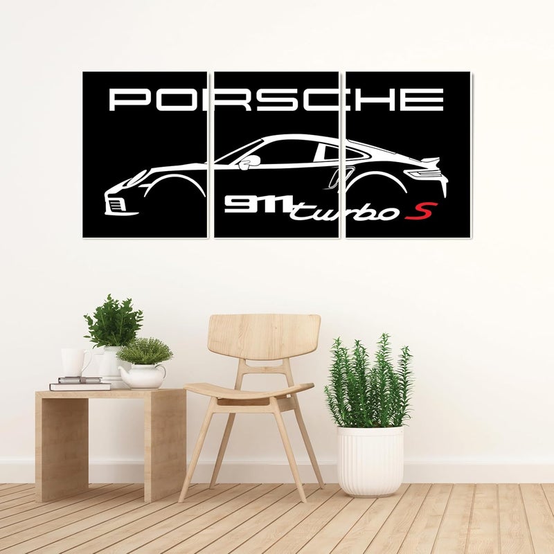 SR CREATIVE CRAFT SRCC Porsche Racing Car Wall Art, Pack of 3 Laminated Posters, Red Sports Car Design, 22x30 cm, HD Print Quality, 3mm Thick, for Living Room, Office, Bedroom (SR3-Porsche911-9x12) - Image 3