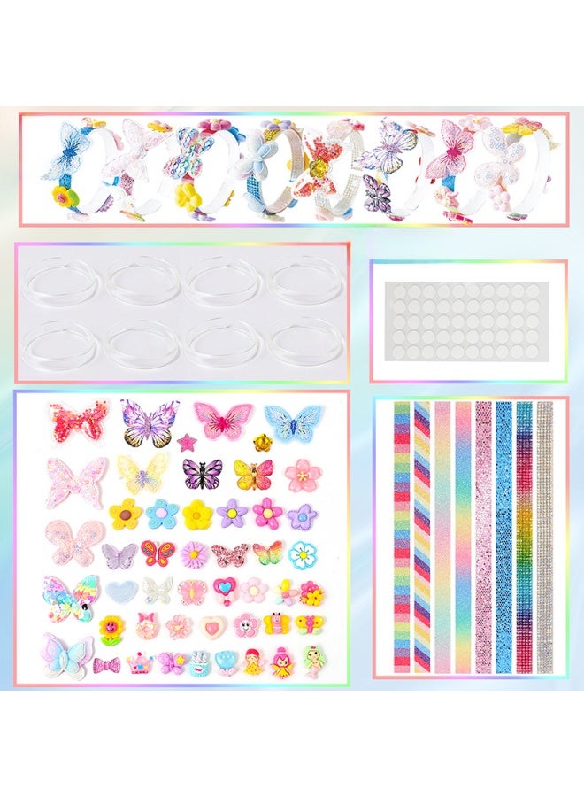 Capstro Glitter Bracelet Kit Butterfly Flower Edition – 8 DIY Bracelets with Butterfly Charms, Floral Pendants, Glitter Beads & Acrylic Decorations – Creative Arts & Crafts Gift for Girls Age 5+ - Image 3