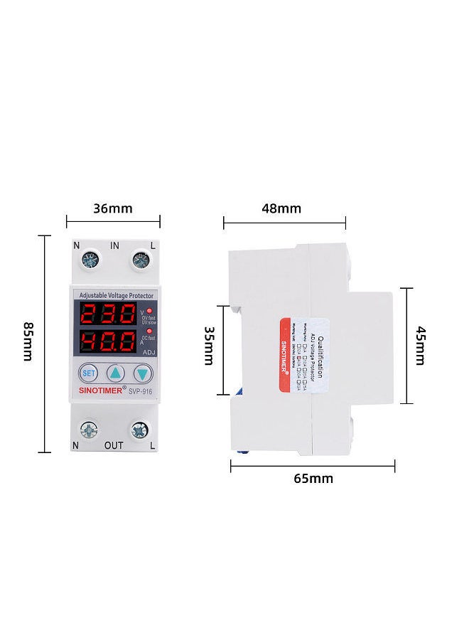 Generic - Multifunctional Adjustable Voltage Limit Current Protector Self-resetting Switch Dual Display Protector Over-voltage Under-voltage Protecting Device - Image 1