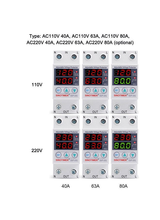 Generic - Multifunctional Adjustable Voltage Limit Current Protector Self-resetting Switch Dual Display Protector Over-voltage Under-voltage Protecting Device - Image 1