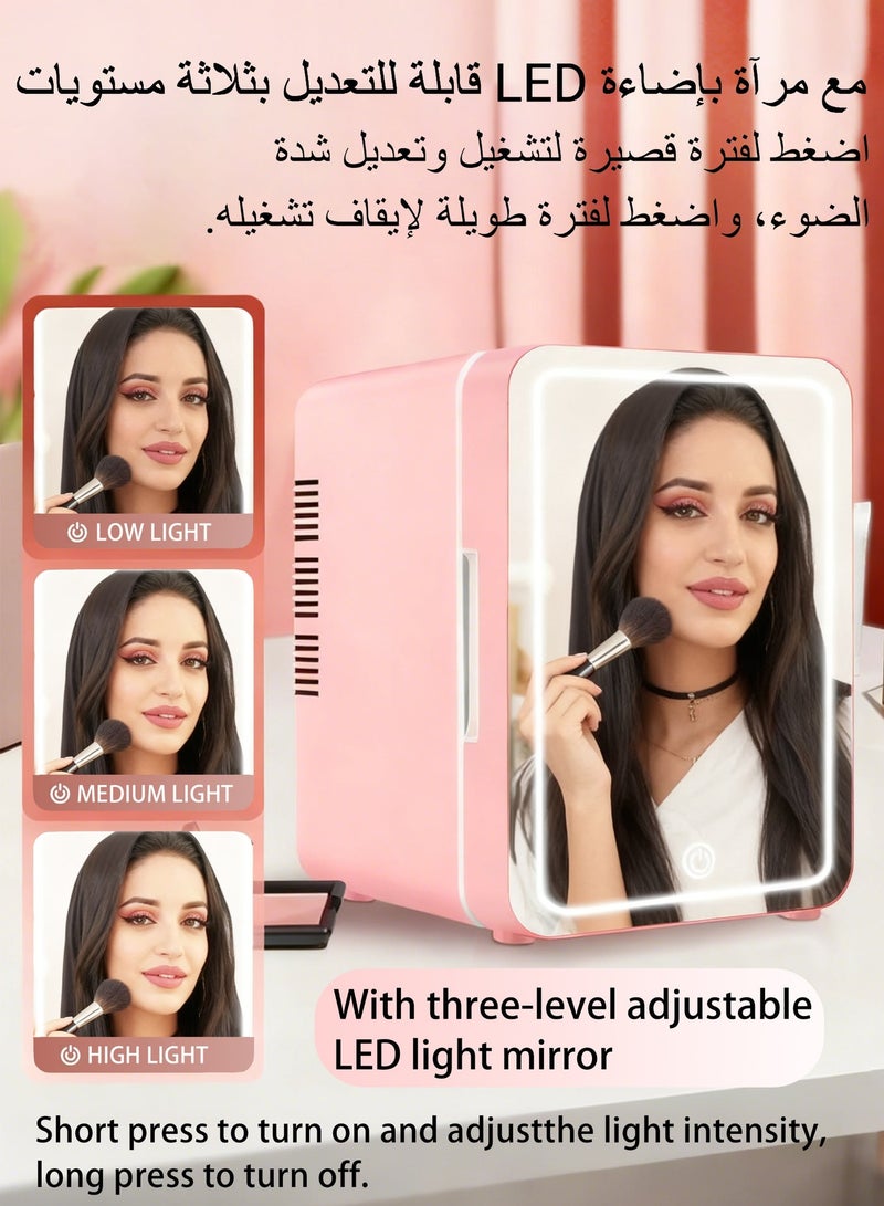 WAMIT Skincare Fridge with Mirror and LED Light, 6L Large Capacity Mini Fridge for Makeup & Cosmetics, Small Fridge for Bedroom with Interior Blue Light, Portable Cooler/Warmer for Office and Travel - Image 3