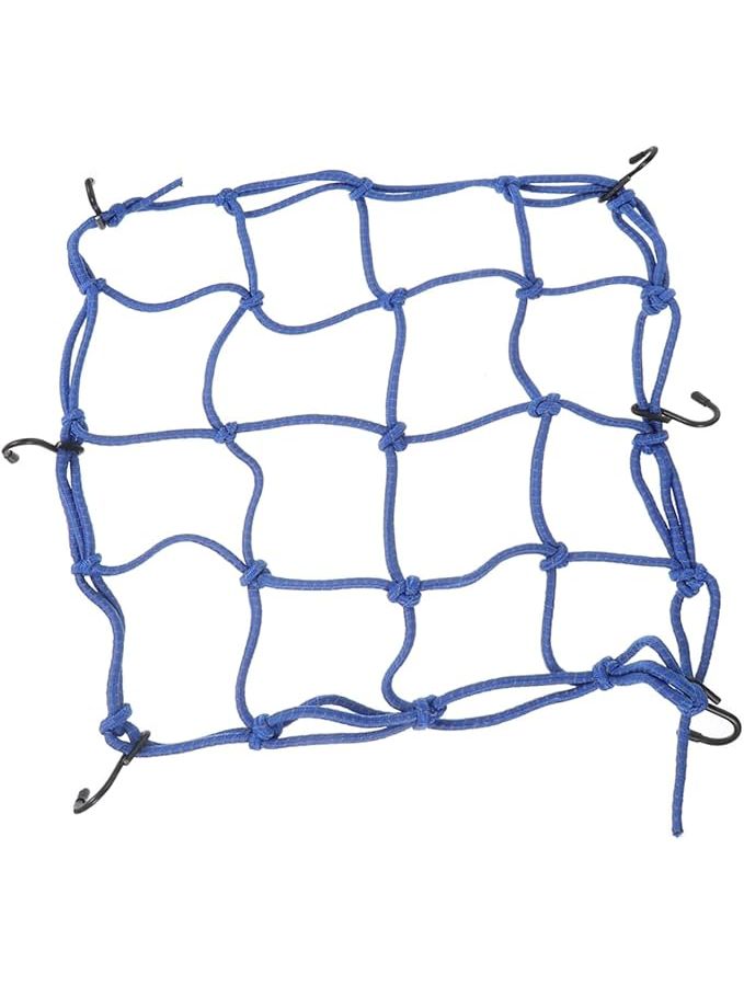 Blue Motorcycle Helmet Cargo Net Elastic Reflective Storage Luggage Bag Easy Install Remove - Image 1