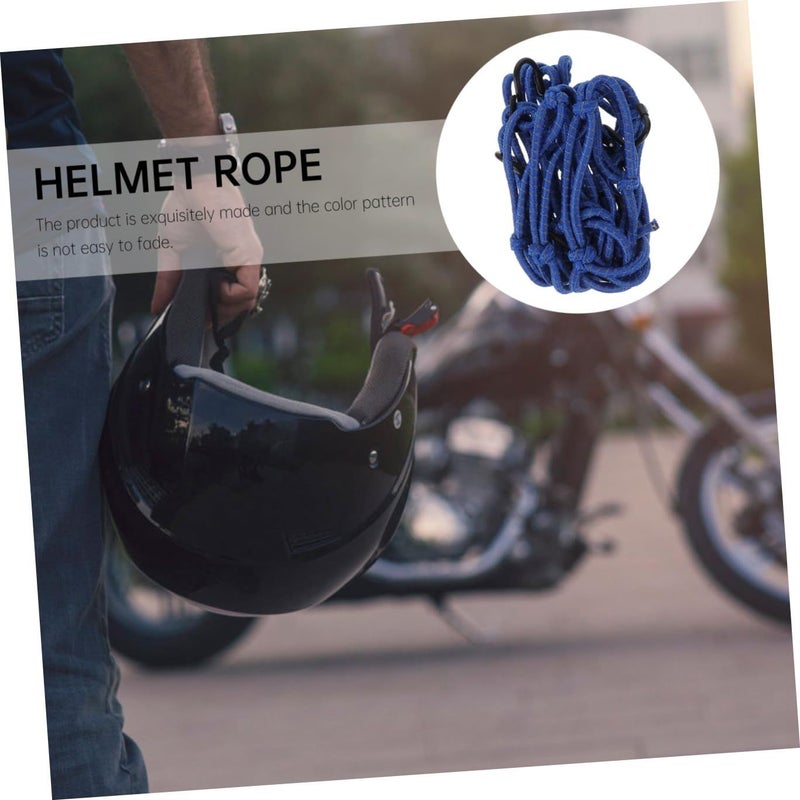 Blue Motorcycle Helmet Cargo Net Elastic Reflective Storage Luggage Bag Easy Install Remove - Image 5