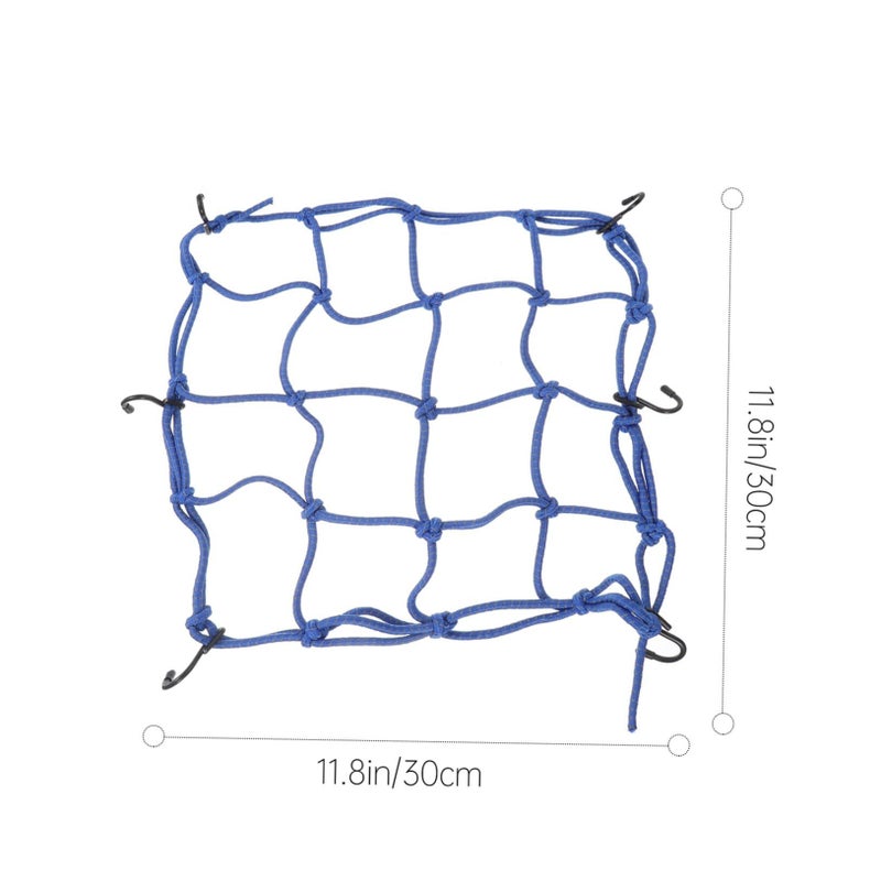 Blue Motorcycle Helmet Cargo Net Elastic Reflective Storage Luggage Bag Easy Install Remove - Image 3