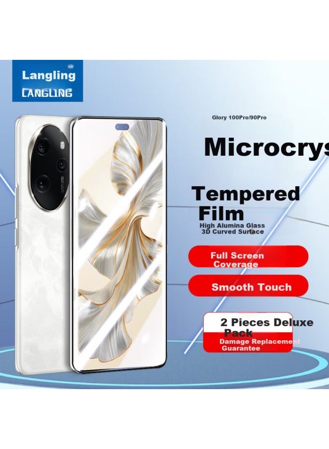 Langling Honor 100pro Tempered Glass Screen Protector Full-coverage Curved Hd Anti-scratch Anti-fingerprint Shockproof Front Film For 100pro/90pro - Image 1