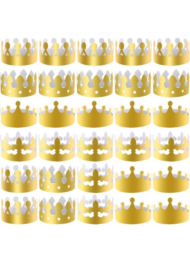 SIQUK 28 Pieces Paper Crowns Golden Party King Crown Paper Birthday Crown Hats Gold Crown For Kids Adults  - Image 1