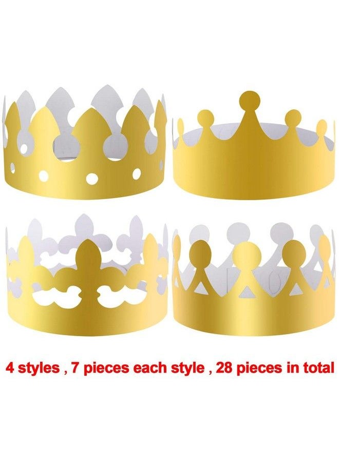 SIQUK 28 Pieces Paper Crowns Golden Party King Crown Paper Birthday Crown Hats Gold Crown For Kids Adults  - Image 4