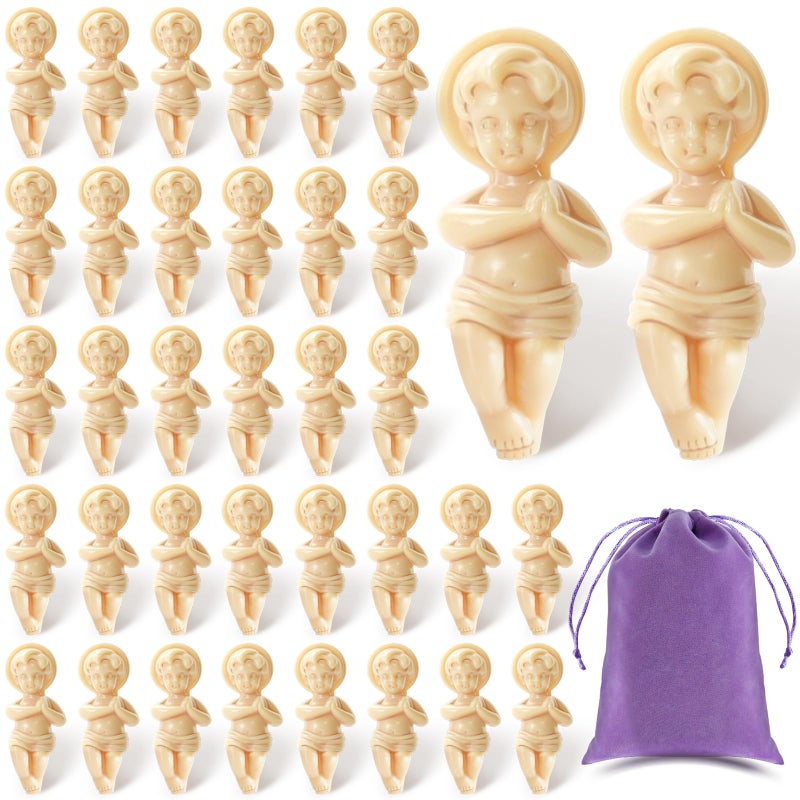JUXINGDAZYF JUXINGDAZYF Baby Jesus Figurine 1.5'' King 36 Pack Cake Figure with Gift Bag Resin Mini Jesus Figures Figurines Party Cake Toppers Decorations Religious Gifts Non-Edible Cake Toppers - Image 1