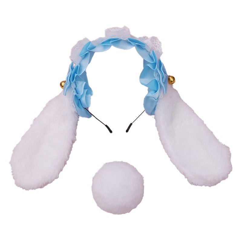 Faylay Cosplay Girl Plush Furry Bunny Ears Headwear Accessory Rabbit Headband (8-BJTLT with tail) - Image 1