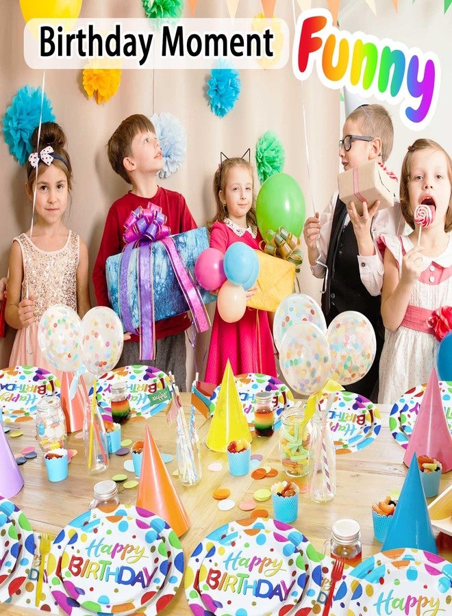 Heboland Multicolor Birthday Decorations Plates Set for 25 Guests, 100 Pieces Birthday Paper Plates Napkins Forks with Colorful Dots Design Tableware for Kids Boys Girls - Image 5