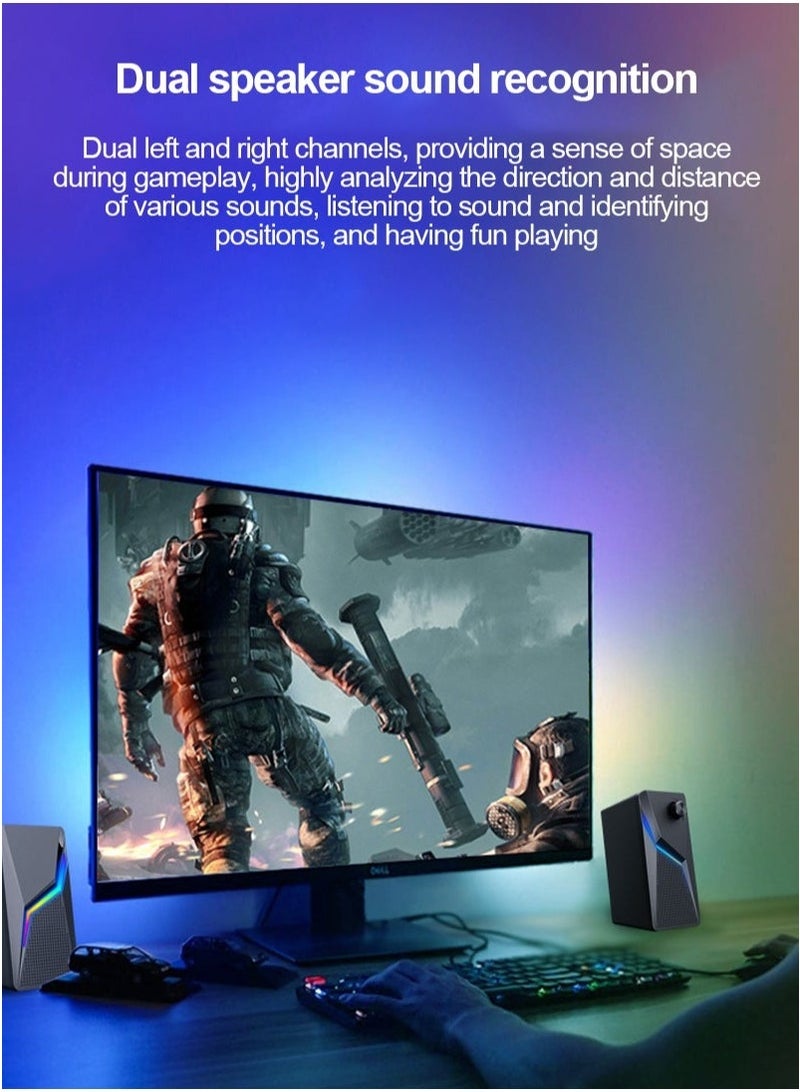 Reelyo Computer speaker Desktop USB PC Speaker Wired Stereo Sound Speake USB home small speaker，music player, stereo bass surround sound, can be used for smartphones, laptops, desktop computers Black  - Image 5