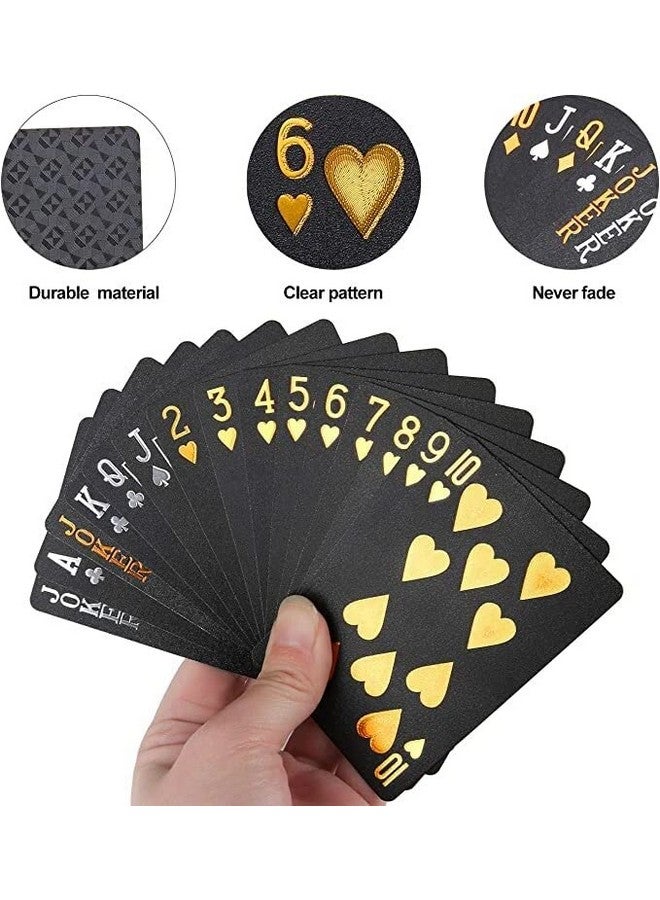 في جراسب مجموعة أوراق لعب VGRASSP السوداء المقاومة للماء، مرنة الاستخدام لألعاب الحفلات، مصنوعة من مادة PVC السوداء - Image 3