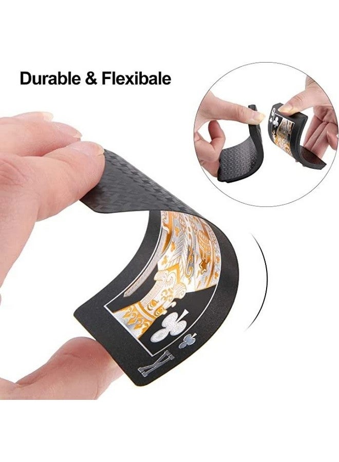 في جراسب مجموعة أوراق لعب VGRASSP السوداء المقاومة للماء، مرنة الاستخدام لألعاب الحفلات، مصنوعة من مادة PVC السوداء - Image 2