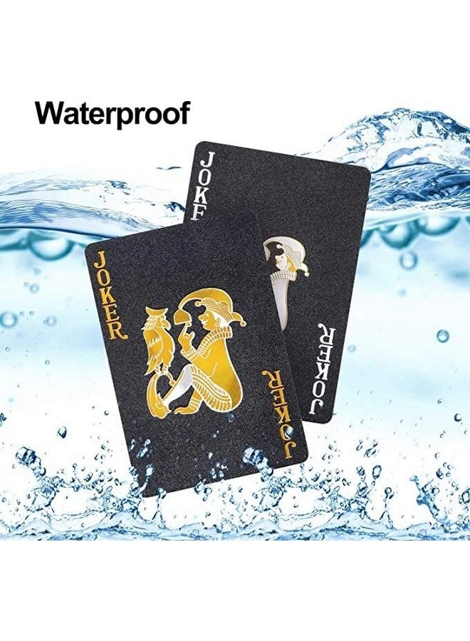 في جراسب مجموعة أوراق لعب VGRASSP السوداء المقاومة للماء، مرنة الاستخدام لألعاب الحفلات، مصنوعة من مادة PVC السوداء - Image 4