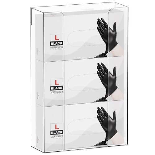 Cq acrylic Rubber Glove Holder for Wall Mount,Clear Disposable Glove Dispenser and Glove Box on Wall,Multipurpose Wall Floating Mask Dispenser and Medical Gloves Rack Storage,10.2”x16”x3.5” Pack of 1 - Image 1
