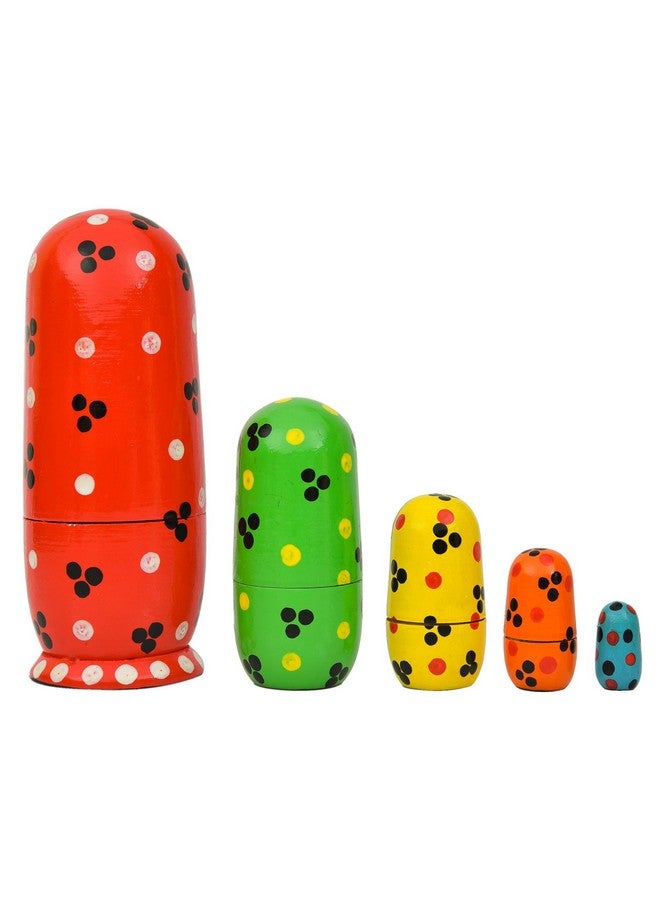 TOOLART Kids Handmade Hand Painted Cute Wooden Indian Women Nesting Dolls - Set of 5 - Image 3