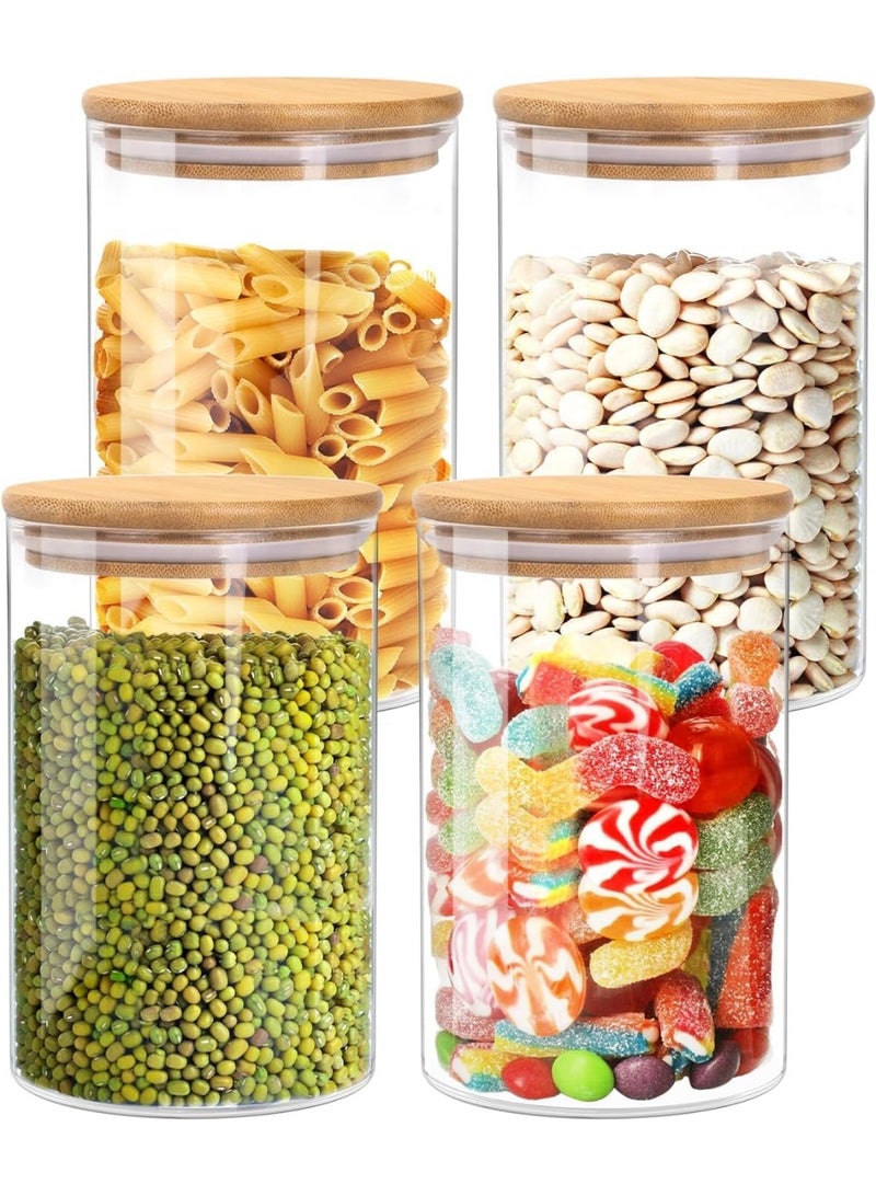 Glass Jars with Bamboo Lids, 37oz 4 Pack Food Storage Canisters for Kitchen Pantry Organization, Clear Wide Mouth for Easy Access to Flour, Rice, Oats, Snacks - Image 1
