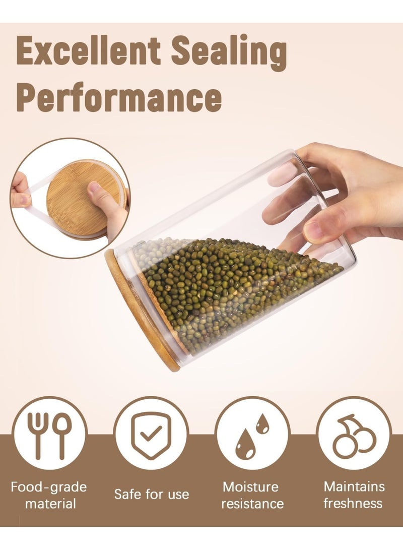 Glass Jars with Bamboo Lids, 37oz 4 Pack Food Storage Canisters for Kitchen Pantry Organization, Clear Wide Mouth for Easy Access to Flour, Rice, Oats, Snacks - Image 3