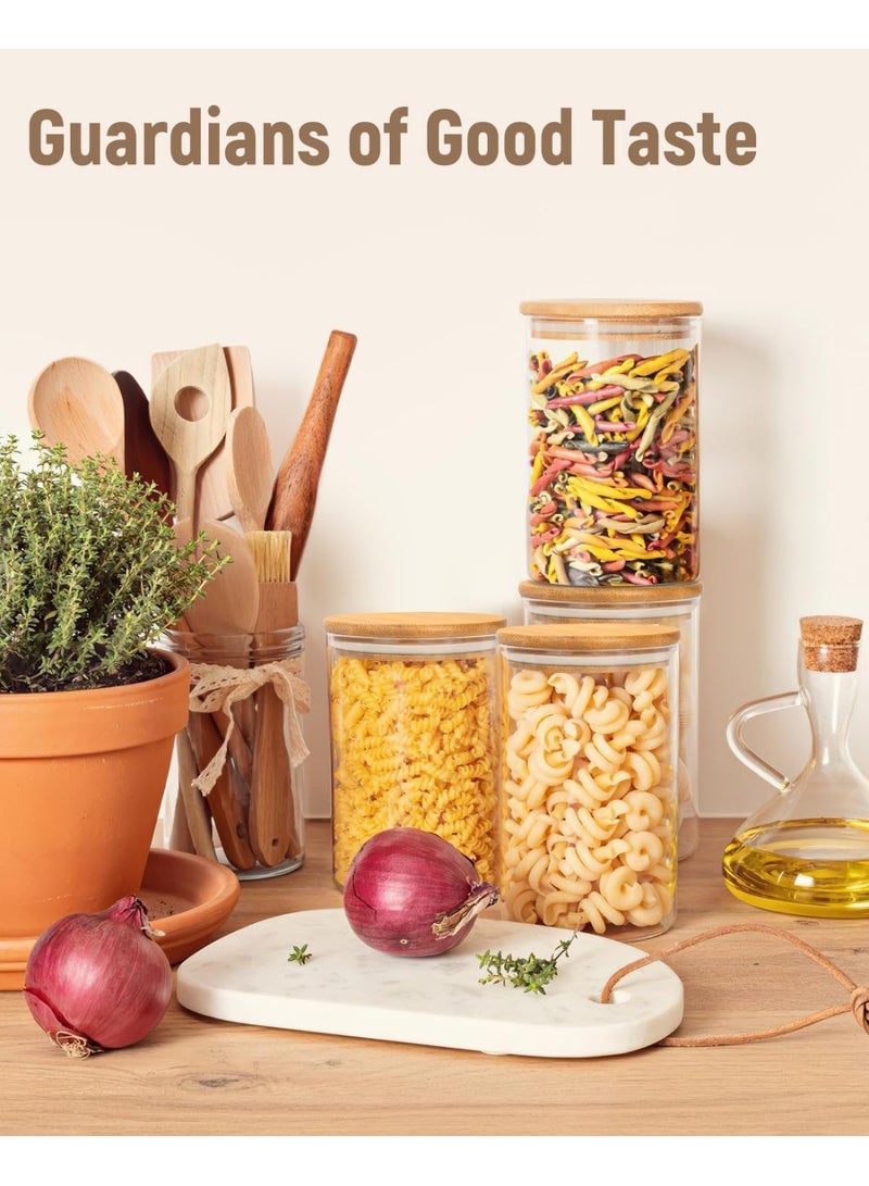Glass Jars with Bamboo Lids, 37oz 4 Pack Food Storage Canisters for Kitchen Pantry Organization, Clear Wide Mouth for Easy Access to Flour, Rice, Oats, Snacks - Image 5