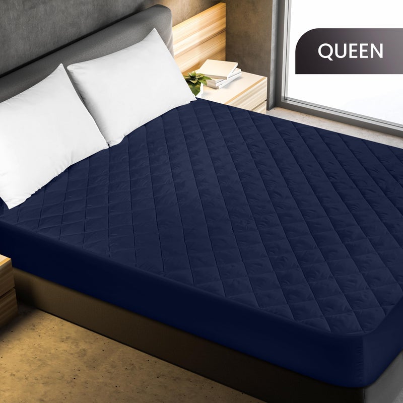 Utopia Bedding Quilted Fitted Mattress Pad, Queen Size, Elastic Fitted Mattress Topper Protector and Cover Stretches up to 16 Inches Deep, Machine Washable (Navy) - Image 2